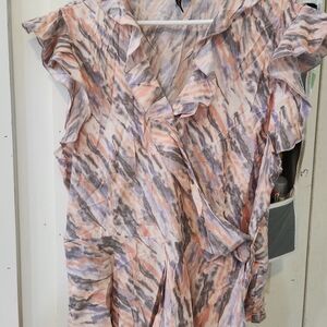 Women's Ruffled Top in Pink and Gray